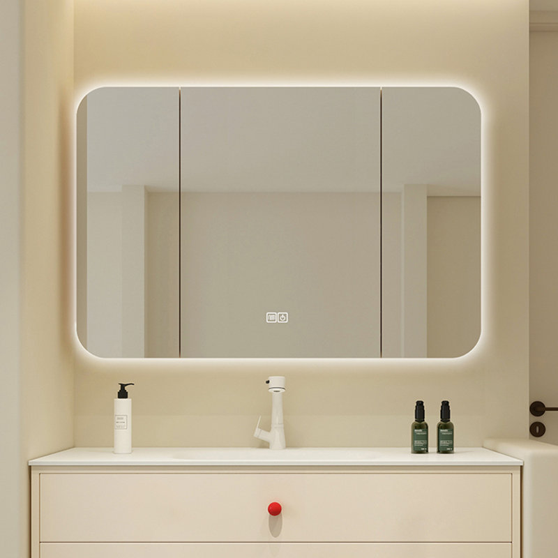 Cream style minimalist bathroom cabinet