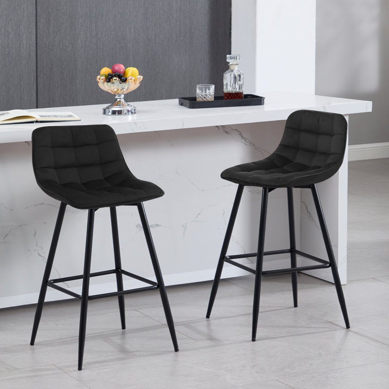 Heyman Upholstered Counter Stool, Black, 2