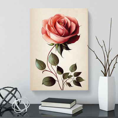 Hiwassee Rose Flower Art Nouveau - Wrapped Canvas Print