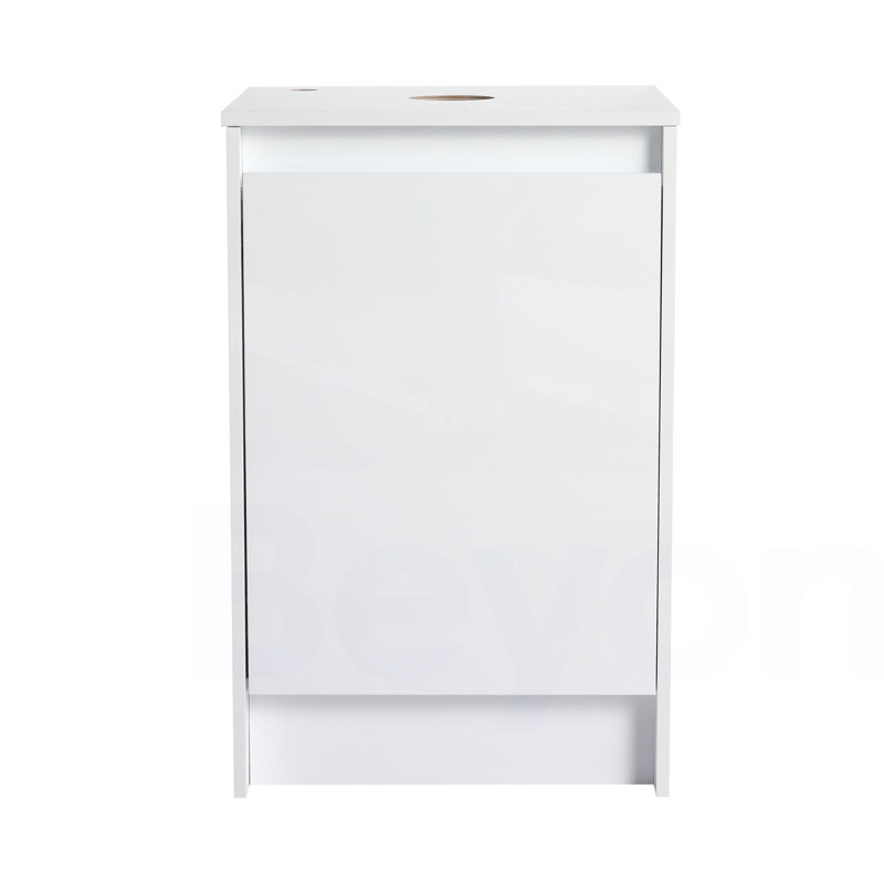 Armoire de salle de bain autoportante 20 po, portes à fermeture douce, blanc brillant (emballage KD) (meuble-lavabo seulement)