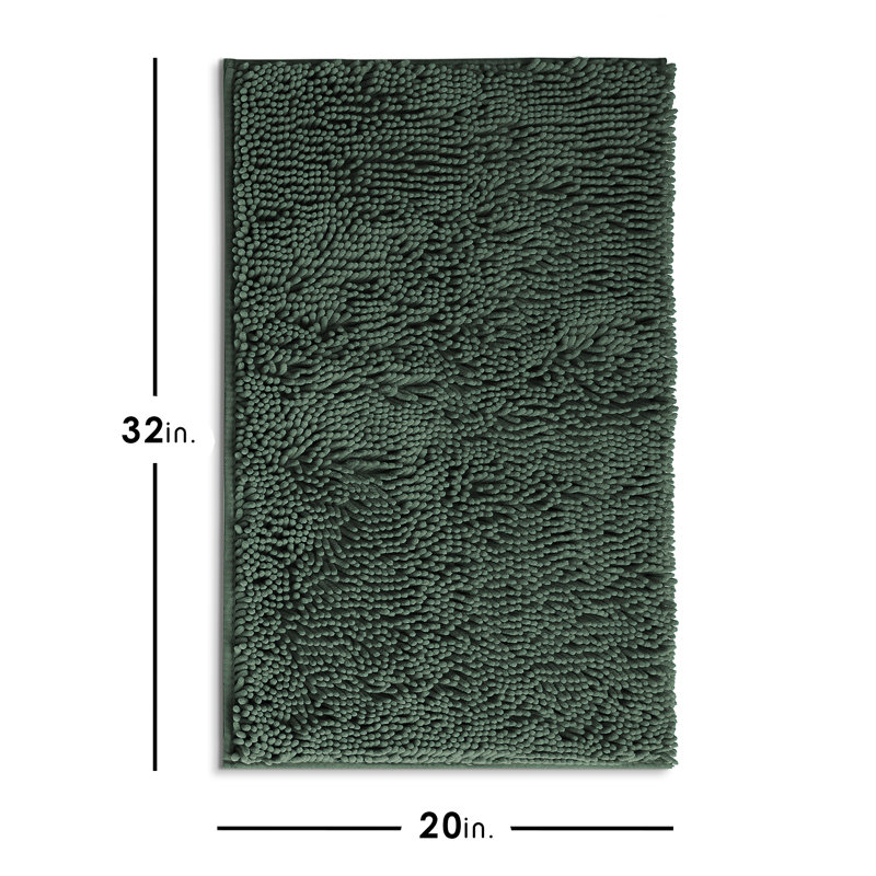 Kalyce Ultra Absorbent Non-Slip Chenille Bath Rug, 20"W x 32"L, Hunter Green