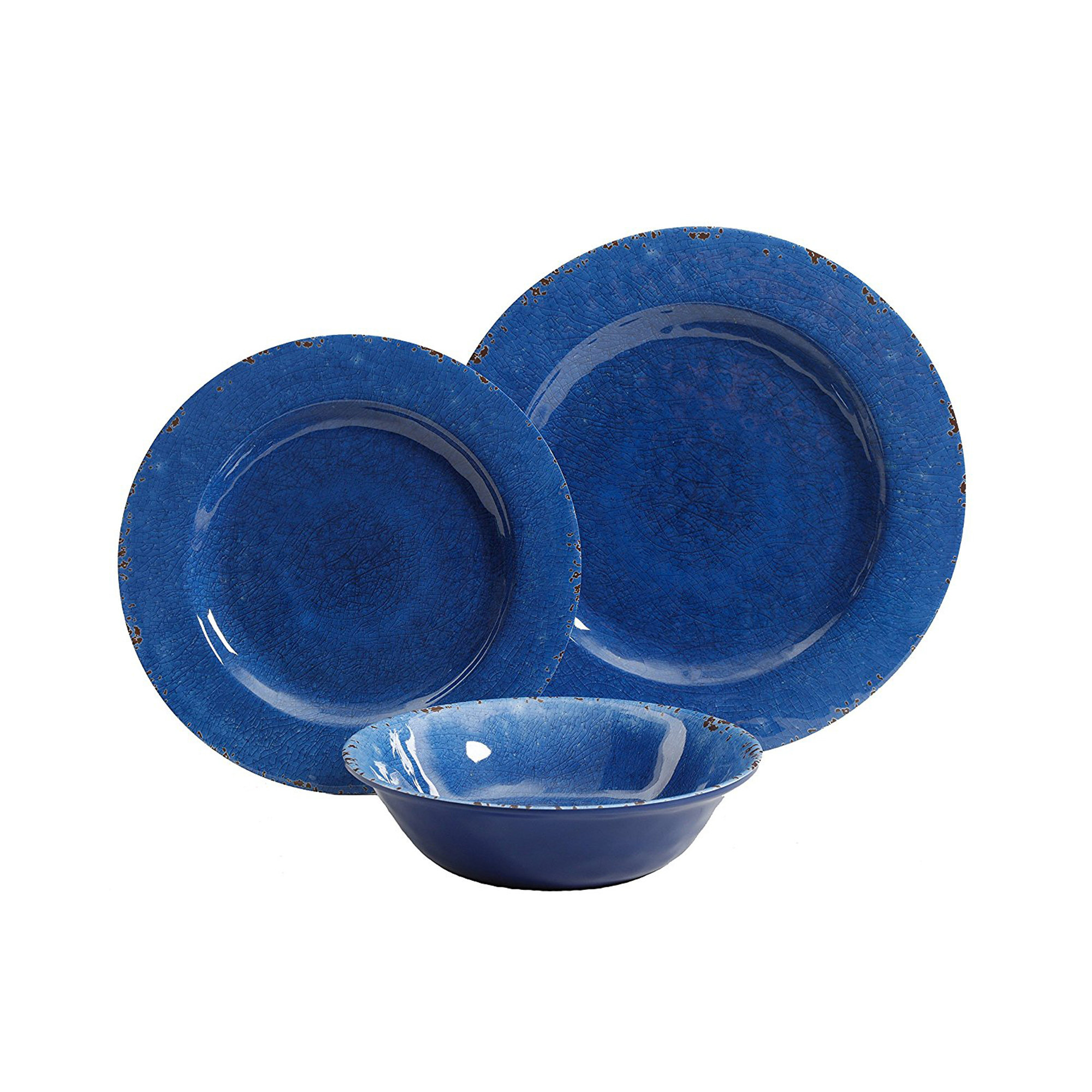 Kristoff Handmade Melamine Dinnerware Set, Blue