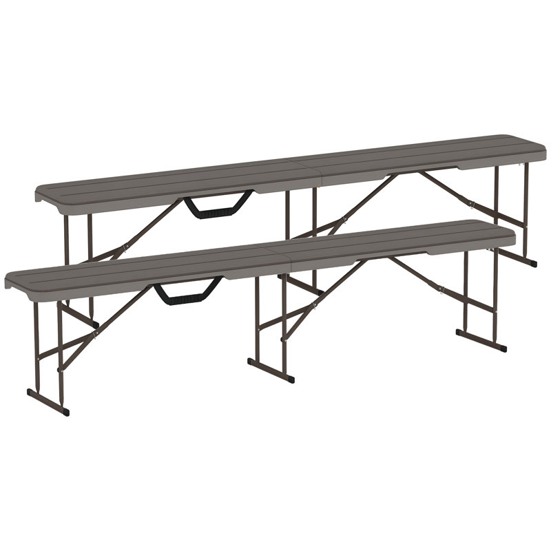Banc pliable en plastique de 6 pi, siège portatif, brun vieilli