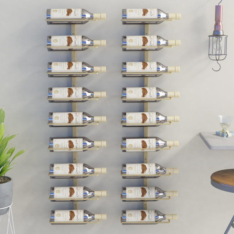 Rangement mural pour porte-bouteilles Danixsa, H 38,6 po x l 9,4 po x P 3,7 po, Or