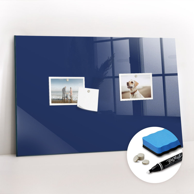 Magnetic Glass Dry Erase Board, Blue