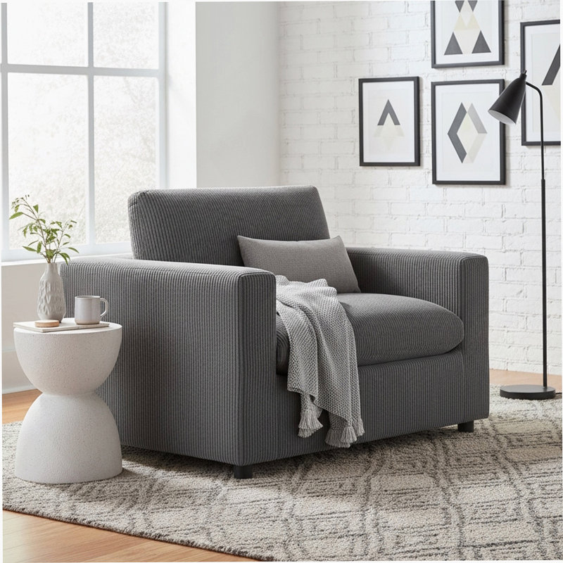 Fauteuil en velours côtelé Chelsea, Gris
