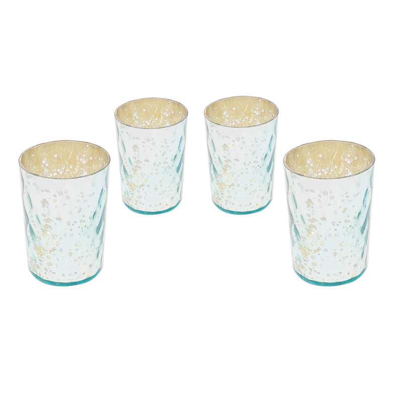 Porte-votive en verre tacheté, Bleu aqua