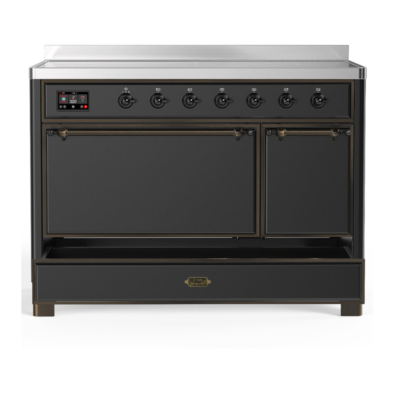 Majestic III Series 48 Inch Induction Range with 6 Induction Elements in Antique White (Chrome Trim), Burnished