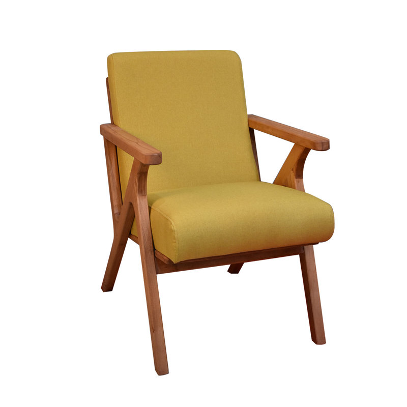 Chaise rembourrée avec accoudoirs à dossier brun / jaune