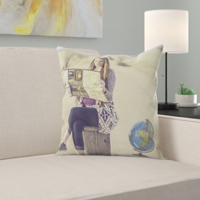 Globe Trotter Throw Pillow