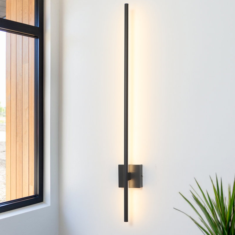 Appliques murales de style simple pour salle de bain Kylese, Noir mat, H 44 po x l 4,7 po x P 3,3 po