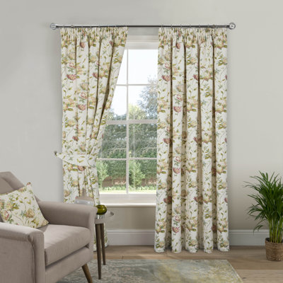 Hedvika Floral Pencil Pleat Room Darkening Curtain