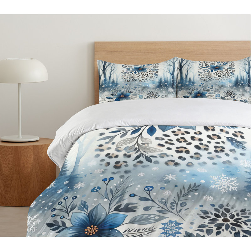 Winter Blue Duvet Cover, Queen Duvet Cover + 2 Standard Shams