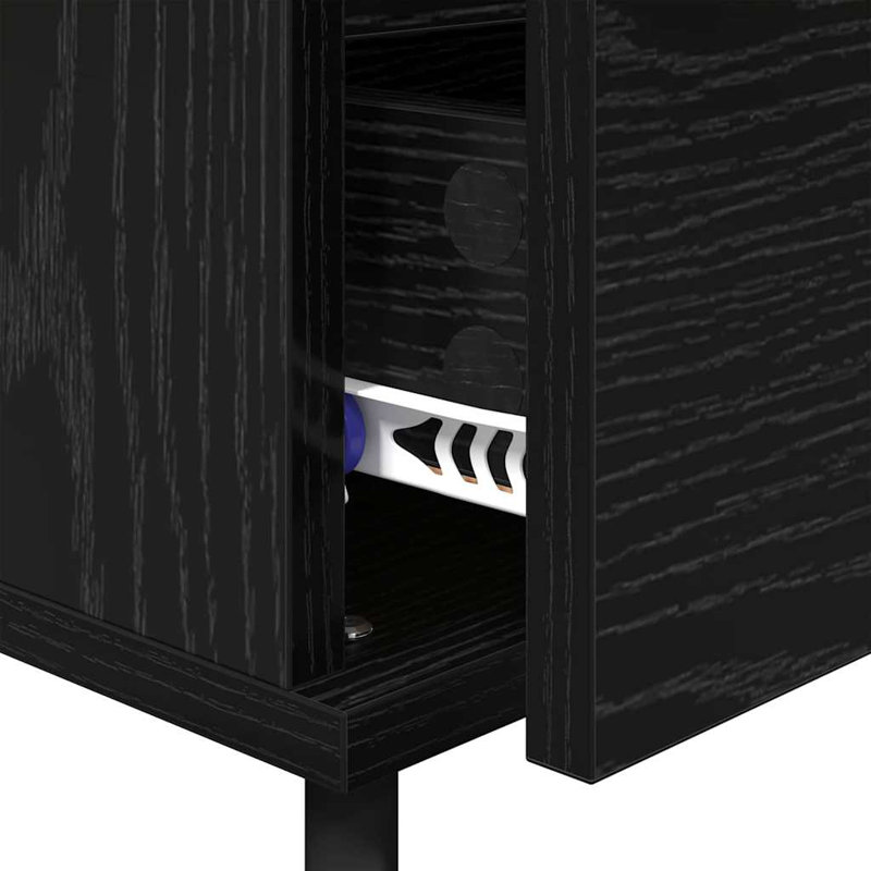 40cm W Manufactured Wood Bedside Table, Black Oak