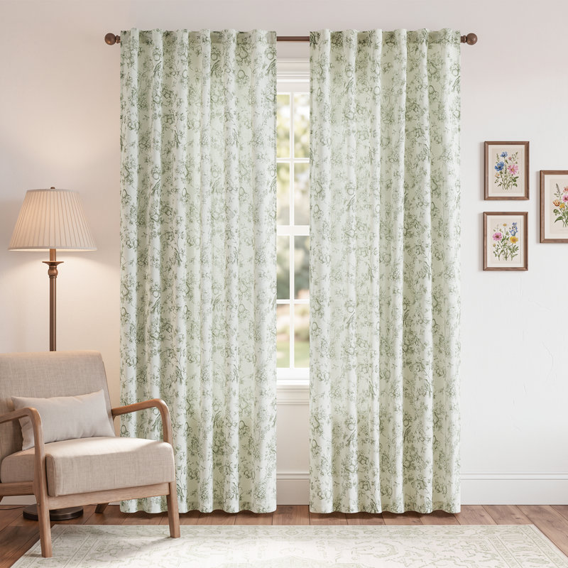 Panneaux de rideaux semi-transparents en lin, Vert sauge, L 50 po x L 84 po