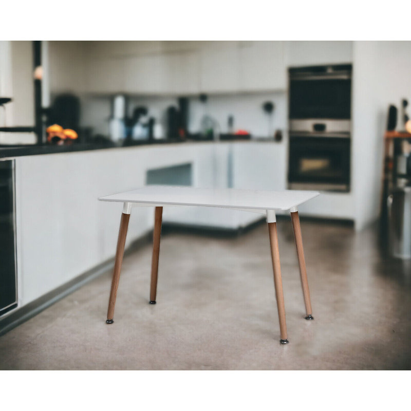 Waris Beech Solid Wood Dining Table, White