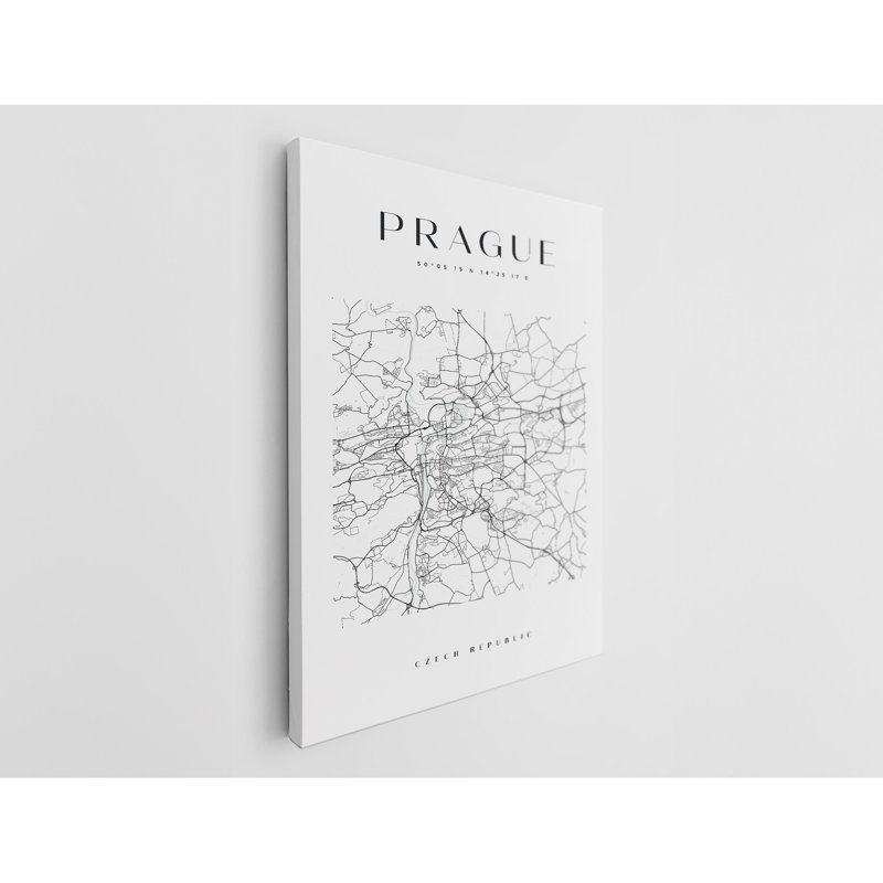 Prague Map Print Czech Republic Canvas Print, 30" H x 20" W