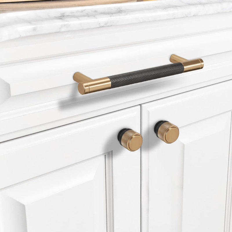 Paquet de 10 poignées d'armoire de 5 pouces - Poignées de tiroir moletées pour armoires de cuisine, commodes et portes - Quincaillerie durable avec vis incluses