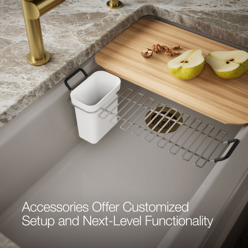 Riverby Undermount Single-Bowl Farmhouse Workstation Kitchen Sink With Tall Apron, Truffle