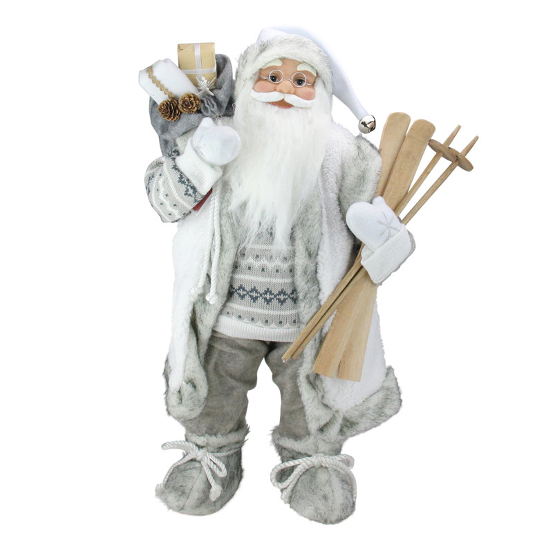 Figurine de père Noël 24 po blanc et gris classique