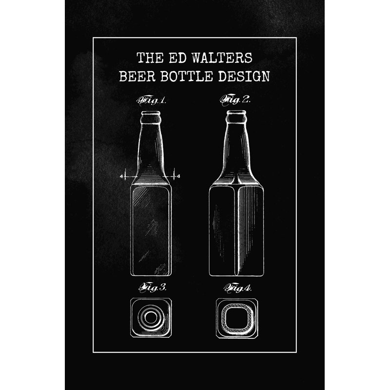 «Beer Bottle Design», art textuel sur toile tendue, H 18 po x l 12 po