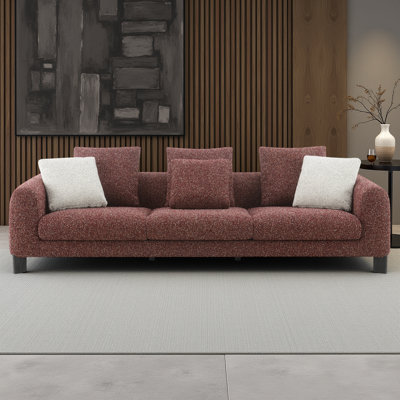 109" Solid Pine Sofa with Tweed Upholstery & 660lb Capacity, KD Legs for Easy Assembly