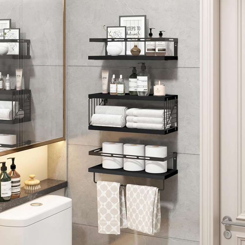 Étagères de salle de bain Valmer, Noir