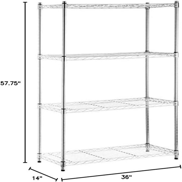 Rebrilliant 4-Shelf Adjustable, Heavy Duty Storage Shelving Unit On 3 ...