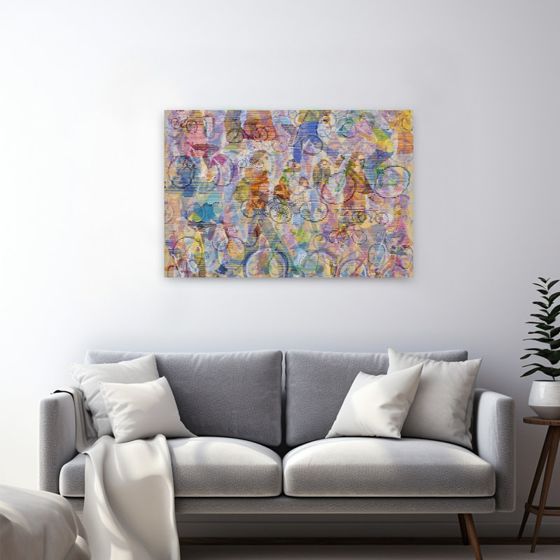«Vibrant Cycling Motion», impression d'art contemporain contemporain abstrait, 32" H x 48" W