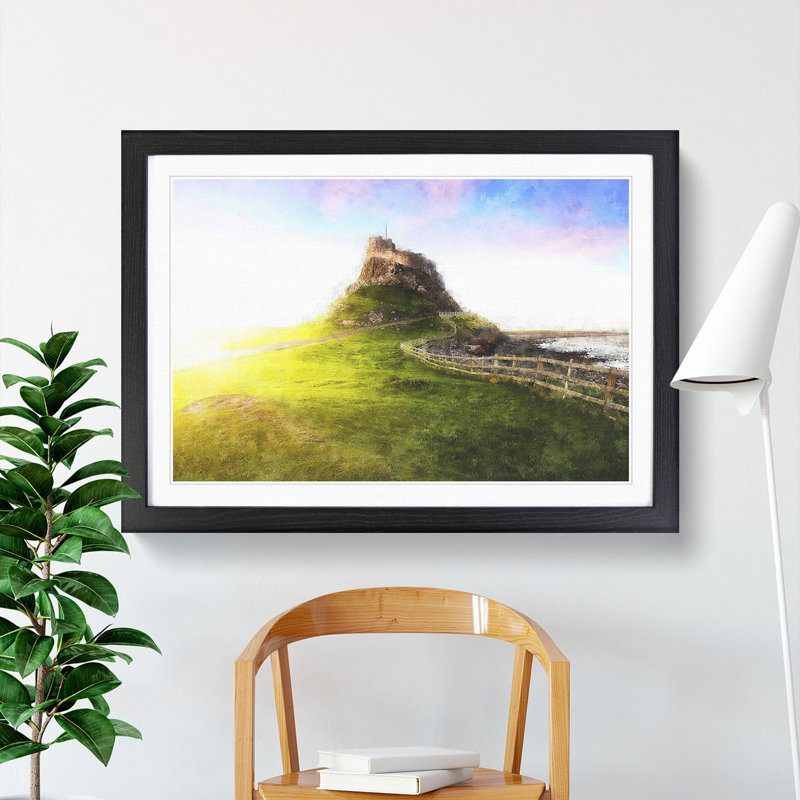 Holy Island Lindisfarne - Picture Frame Painting Print, 62cm H x 87cm W x 2cm D, Black Framed