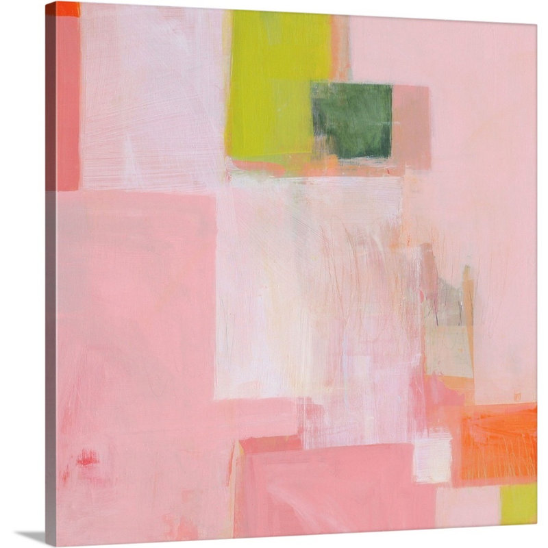 «Pink Squares» par Melissa Donoho - reproduction d'art sur toile, H 24 po x l 24 po x P 1,25 po, Toile tendue