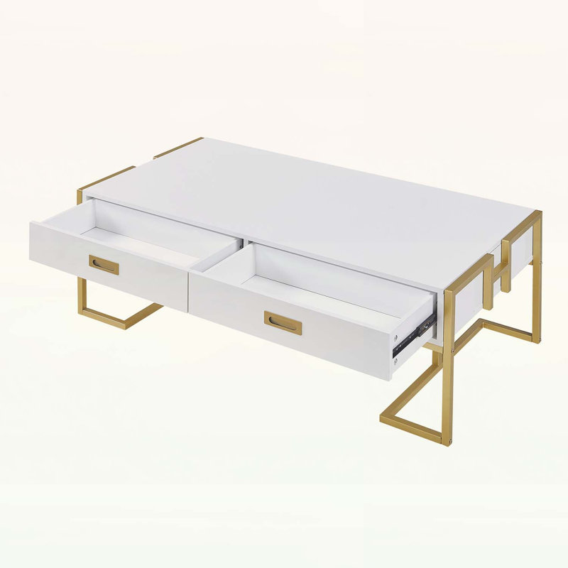 Table basse rectangulaire pour un rangement élégant, Blanc