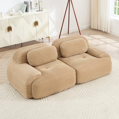 Canapé de 82 po en velours côtelé de luxe modulaire pour accoudoirs incurvés à séparation libre, conception antidérapante, éponge à haute résilience pour salon, chambre à coucher, salle audiovisuelle