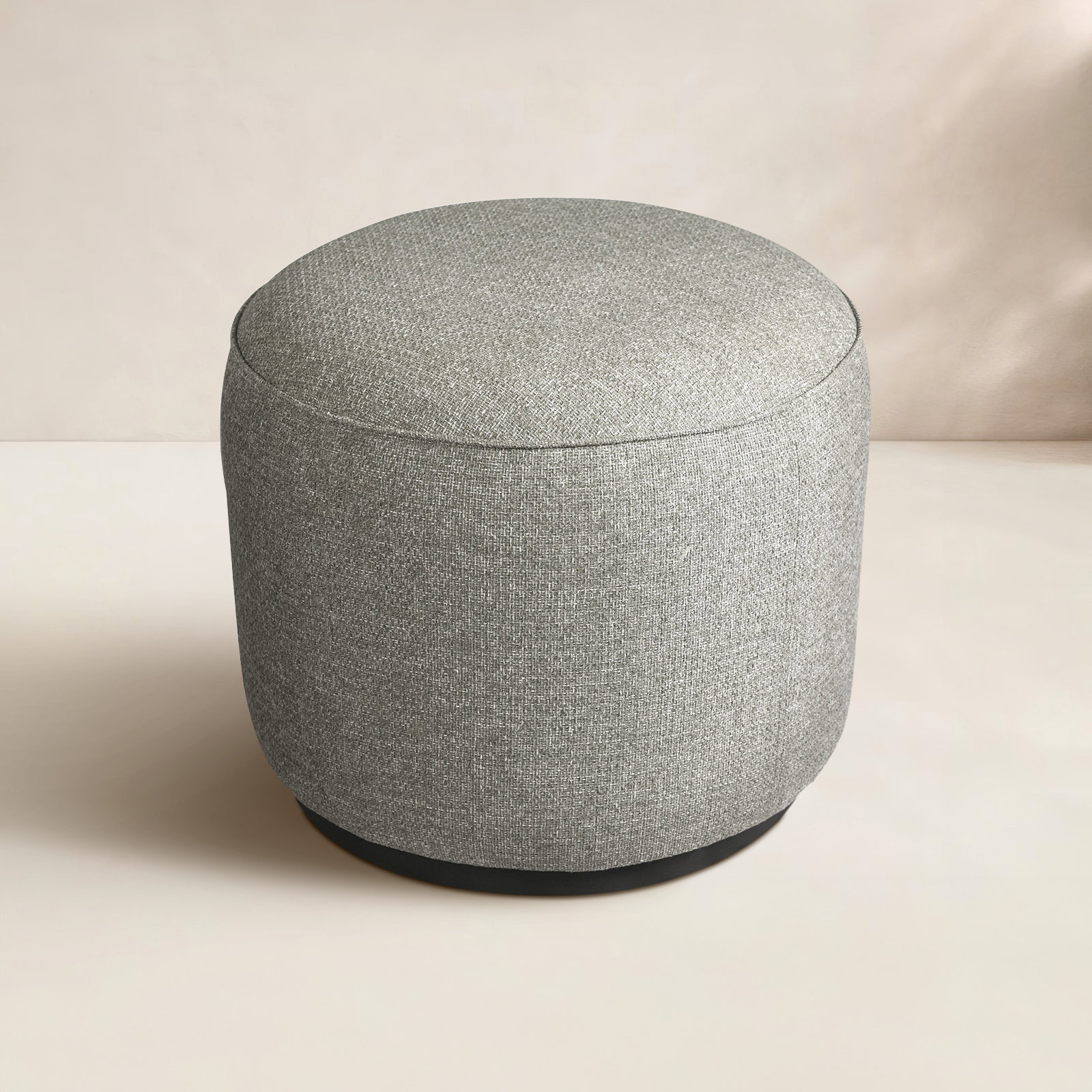 Devin Round Outdoor Ottoman with Cushion, Gray