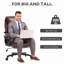 Fauteuil de bureau pour grand et grand, capacité de 400 lb, brun, cuir PU relaxant, brun, inclinable