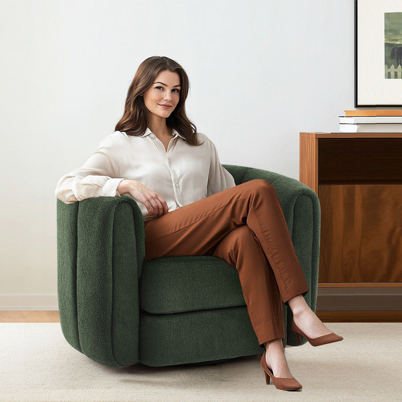 Fauteuil d'appoint pivotant pour le salon, fauteuils avec base en bois et fauteuil d'appoint pivotant confortable pour le salon
