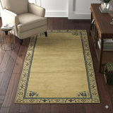 4x9 Ivory Hand-Knotted Wool Floral Bordered Classic Traditional Modern Contemporary Carpet Rug