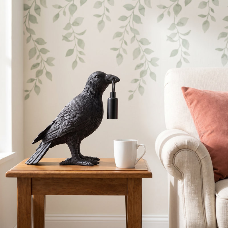 Resin Crow Shaped Table Lamp With Inline Switch