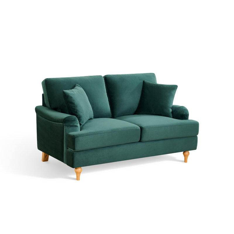 Elmeta 2 Seater Chenille Sofa, Green Velvet