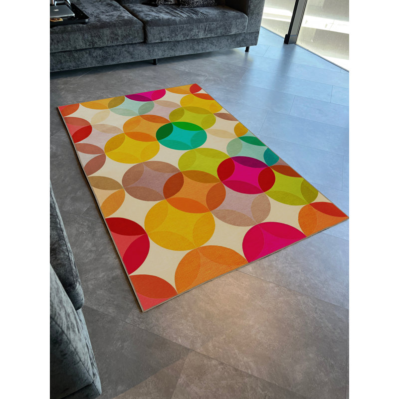 Tapis décoratif multicolore à motifs géométriques et rectangulaires, Tapis de couloir 3 pi 9 po x 6 pi 6 po