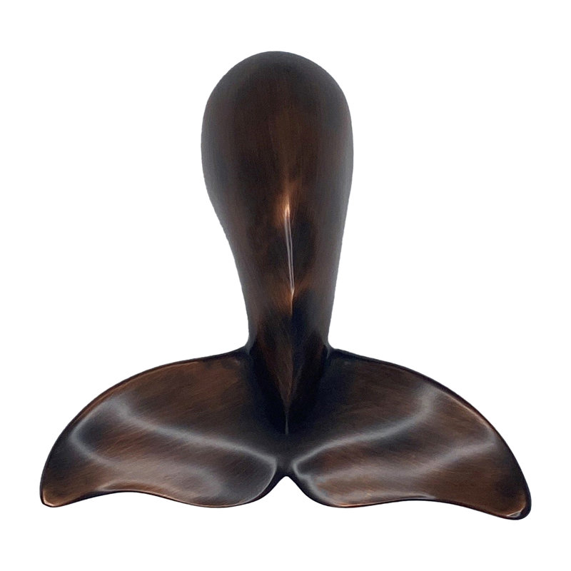 Heurtoir de porte baleine à bosse, Bronze huilé