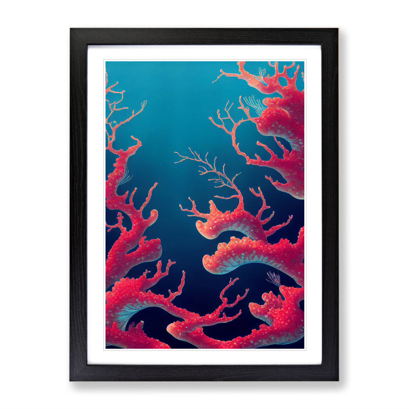 Stunning Coral - Single Picture Frame Print, Black , 64cm H x 46cm W x 2cm D