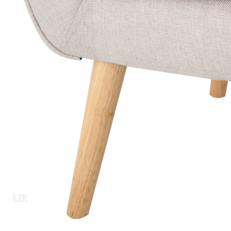 Fauteuil à oreilles en polyester capitonné Buchholz, Tissu de blé