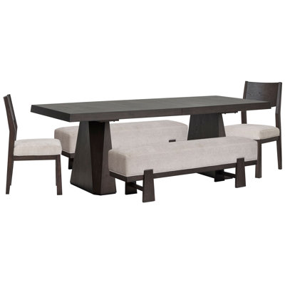 Table de salle à manger à tréteaux Makaylee avec 2 bancs et 2 chaises d'appoint