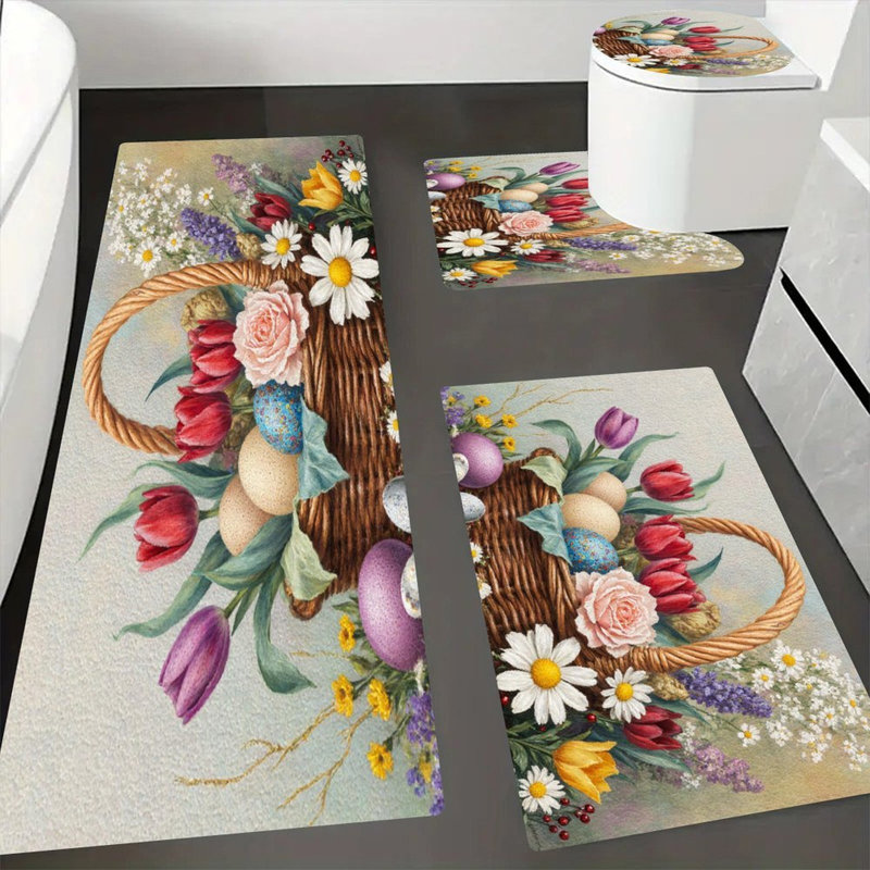 Ensemble de tapis pour salle de bain 4 pièces