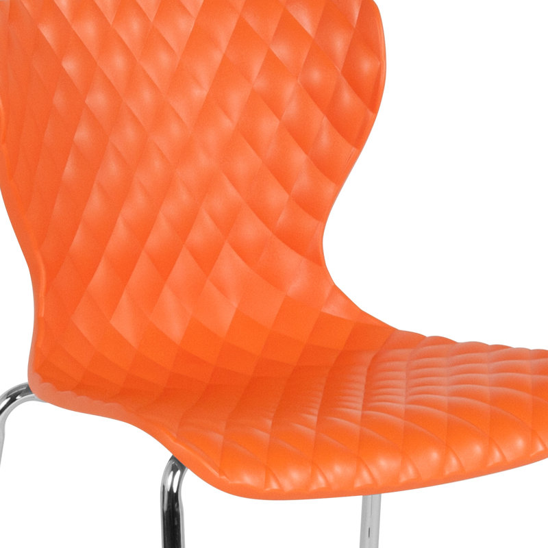 Lowell Contemporary Design Plastic Stack Chair, Orange