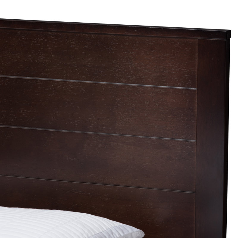 Lit standard en bois massif Louisville, Espresso brun, Double