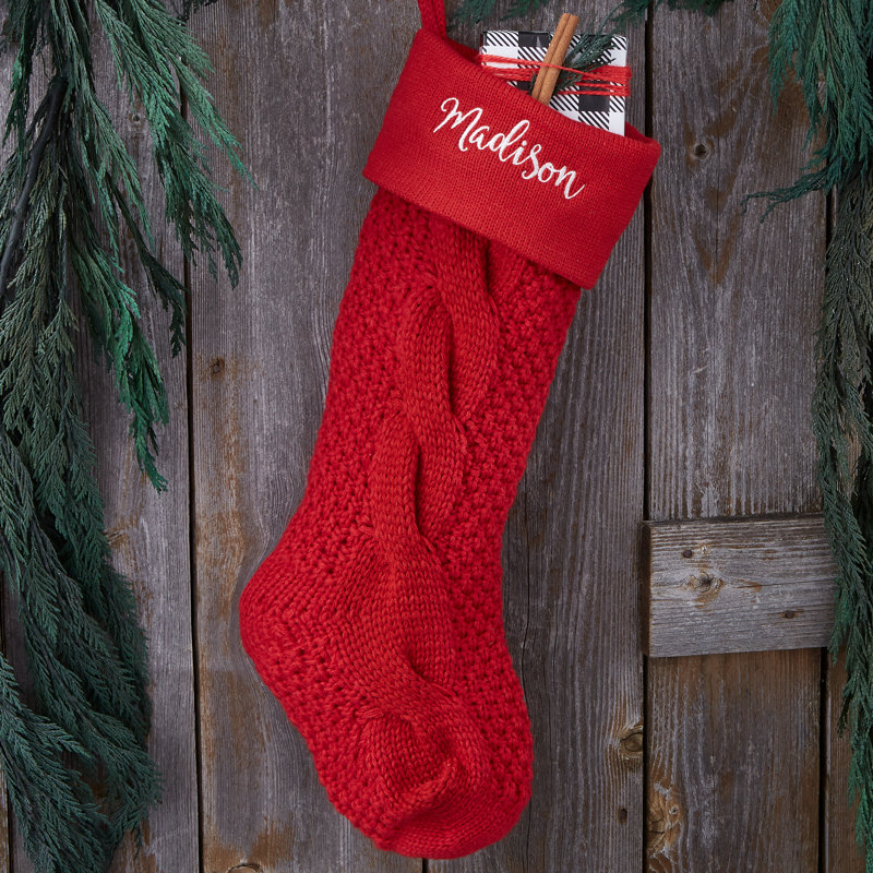 Chaussette de Noël Cozy Cable, Rouge, Oui