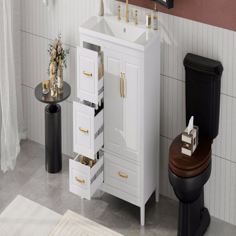 Meuble-lavabo 36 po avec lavabo, une armoire avec portes à fermeture douce, 4 tiroirs à fermeture douce, poignées en métal