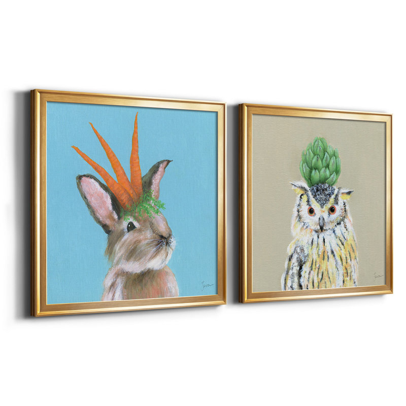 «Playful Nature», ensemble de 2 reproductions sur toiles encadrées, H 26,5 po x l 53 po x P 1,5 po, Or
